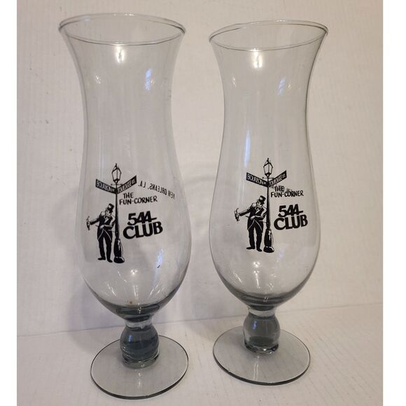 Funky 544 Club 10'' Hurricane Glasses French Quarter New Orleans Bourbon St - Picture 2 of 7